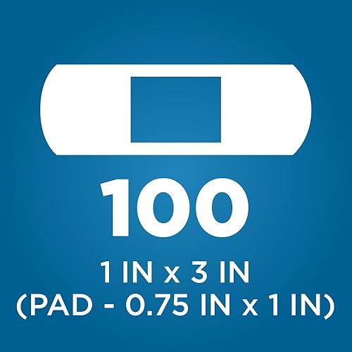 Miniatura 5 de Tienda Basic Care Vendajes adhesivos de tela resistente, suministros de primeros auxilios y cuidado de heridas, tamaño único, 100 unidades