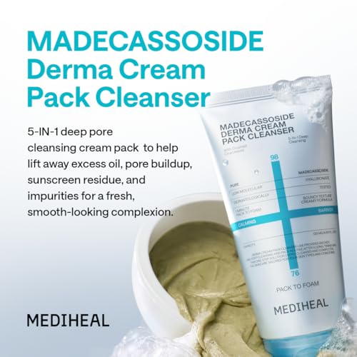Image of Mediheal Madecassoside Clear Skin Routine Bundle - Cream Pack Cleanser + Blemish Toner Pads (100ct) + Repair Serum | Centella Asiatica Tone Care, Pore Cleansing & Skin Soothing