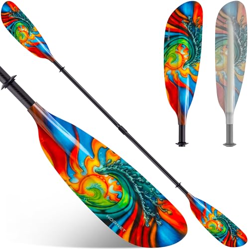 Image of Hornet Watersports Fiberglass Kayak Paddle for Adults- Ideal for Touring, Fishing and Boating- 90.5 inches / 230CM Adjustable with Carbon Fiber Shaft- Kayak Oars Kayaking Equipment