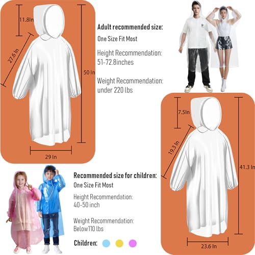 Ponchos Family Pack, Rain Poncho for Adults and Kids Disposable Emergency Rain Ponchos3