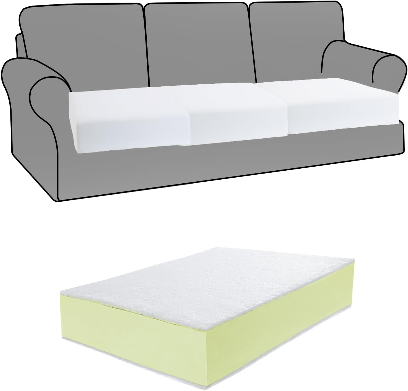 HOMBYS Couch Cushion Replacement Wrapped with Polyester Batting, High Density Couch
