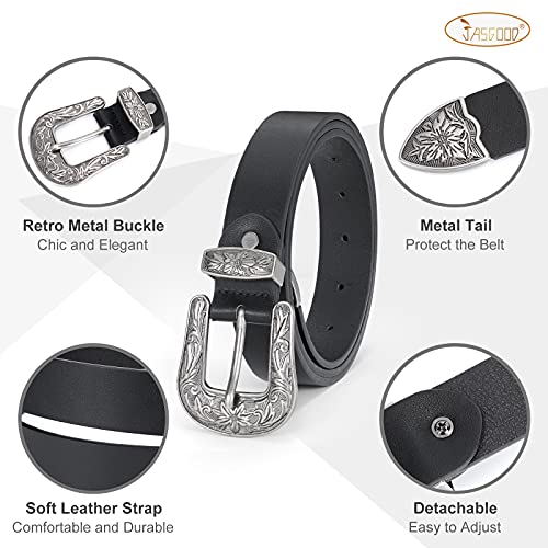 JASGOOD Women Western Leather Belt Ladies Vintage Style Plus Size Belt for Pants Jeans2
