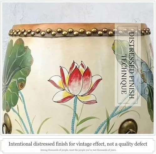 ELEFOCUS Chinese Garden Stool Glazed Hand-Painted Drum Stool Decorative Garden Stools Chinoiserie Decorative(Blue 3)