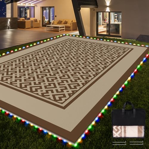 RV Outdoor Rug with LED Lights
