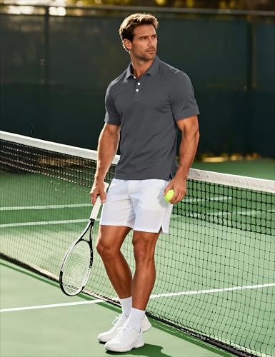 Image of MAGCOMSEN Men's Polo Shirts 3 Buttons Casual Work T Shirts Quick Dry Short Sleeve Golf Shirt Pique Jersey Outdoor Performance