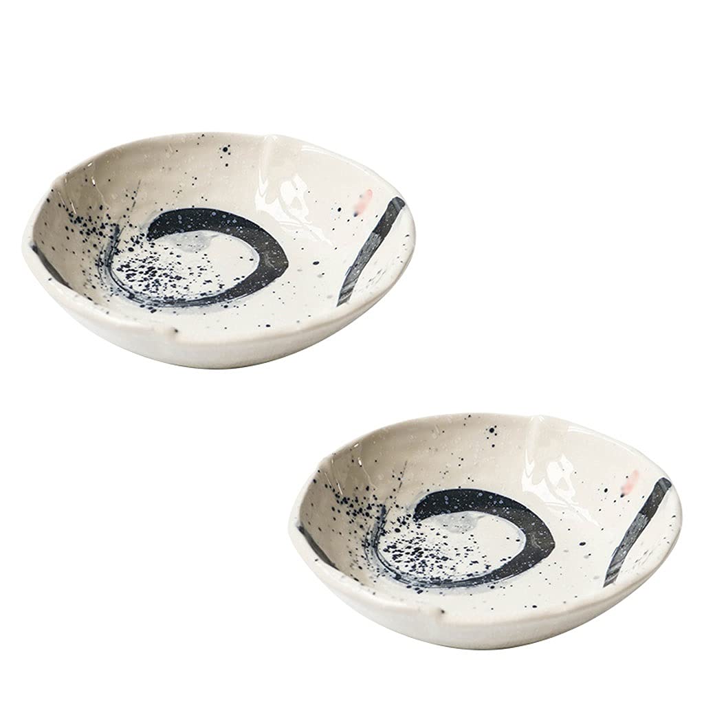 Keramik-Besteck-Salatschüssel, 2er-Set, Soßenschale, Keramik-Soßen-Dip-Schale für Sushi, Sojasoßenschale, Snack-Dessert-Vorspeisenteller, Gewürz-Servierschale im japanischen Stil, kleine Schüssel (14,