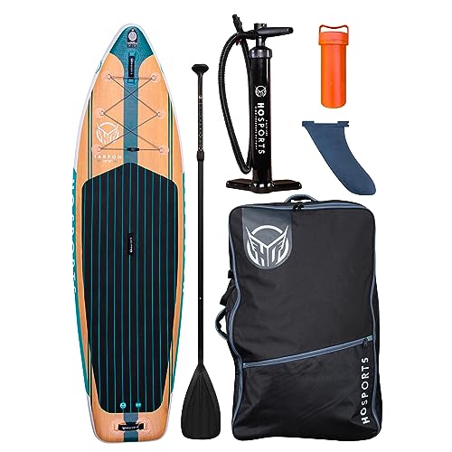 HO Sports Tarpon Inflatable Paddleboard iSUP - Versatile, Durable, Widebody and Stable Stand-Up Paddleboard - Adjustable Paddle, Hand Pump & Backpack Included, 10ft 6in