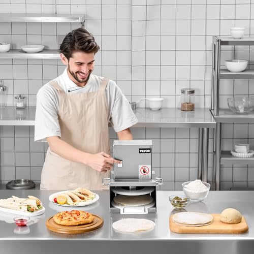 Vevor Macchina Per Pressatura Della Pasta Per Pizza Elettrica In Acciaio Inossidabile, Piastra Per Pressatura Della Pasta Per Pizza, Con Spessore Regolabile, Con 100 Fogli Di Carta Da Forno - 8