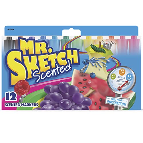 Image of Mr. Sketch Scented Markers, Chisel Tip, Assorted Colors, 12 Count - Fun for Kids, Coloring, Spark Creativity, Arts & Crafts