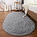 Softlife Fluffy Area Rugs for Bedroom 2.6' x 5.3' Oval Shaggy Floor Carpet Cute Rug for Boys Kids Room Living Room Home Decor, Grey