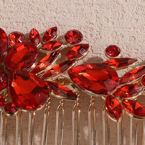 Peine para cabello con cristales rojos y diseño boho miniatura 5