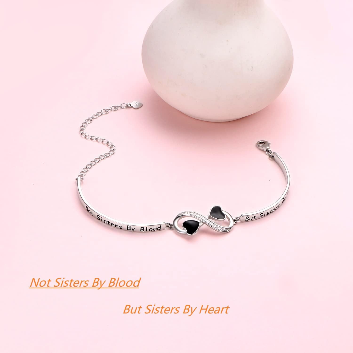 YinShan Birthday Gifts Inspirational Infinity Bracelet Engraved Love Message Adjustable Bangle Sister Mother Daughter Lover Bracelets 925 Sterling Silver Family Jewelry for Women Girls - Image 3