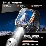 Military Smart Watch for Men (Answer/Make Calls), 2.01'' Smart Watch for Android and iPhone, Fitness Tracker with Flashlight/Compass/100 Days Battery/Heart Rate/Sleep/100+ Sport Modes(2 Straps) - Image 2