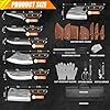 MDHAND Butcher Knife Set, 14PCS Hand Forged Serbian Chef Knife Set with Roll Bag, Heavy Duty Meat Cleaver Knives, Boning Knife, Meat Cutting Knife for Home Kitchen & Camping BBQ, Gifts for Men Women