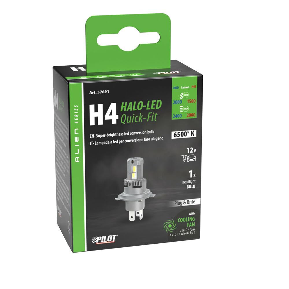 PILOT 57691 12V Halo LED Alien Series, Kit conversione a LED - (H4) - 25W - P43t - 1 pz - Scatola