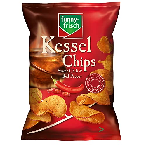 Funny-Frisch Kessel Chips Sweet Chili & Red Pepper (120g Beutel) + usy Block