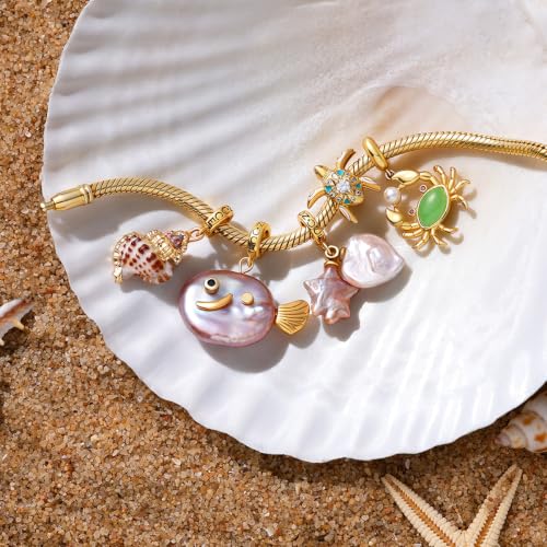 Image of GNOCE Ocean World Cute Animal Charm Beads,925 Sterling Silver Dangle Charms Fit Bracelets & Necklace, Hand-Finished Keepsake Travel Jewelry Gift for Women Men BBF