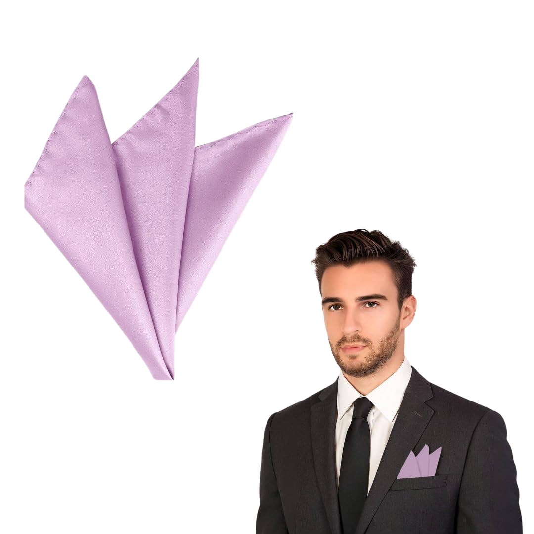 The Tie Company Men's Lilac The Tie Co™ Satin Polyester Pocket Square – 28X28cm Handkerchief/Hanky For Suit Jackets, Weddings, Formal & Business Wear
