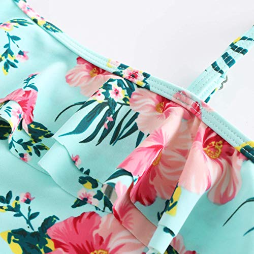 Image of Girls One Piece Swimsuits One Shoulder Ruffle Swimwear Floral Bathing Suit