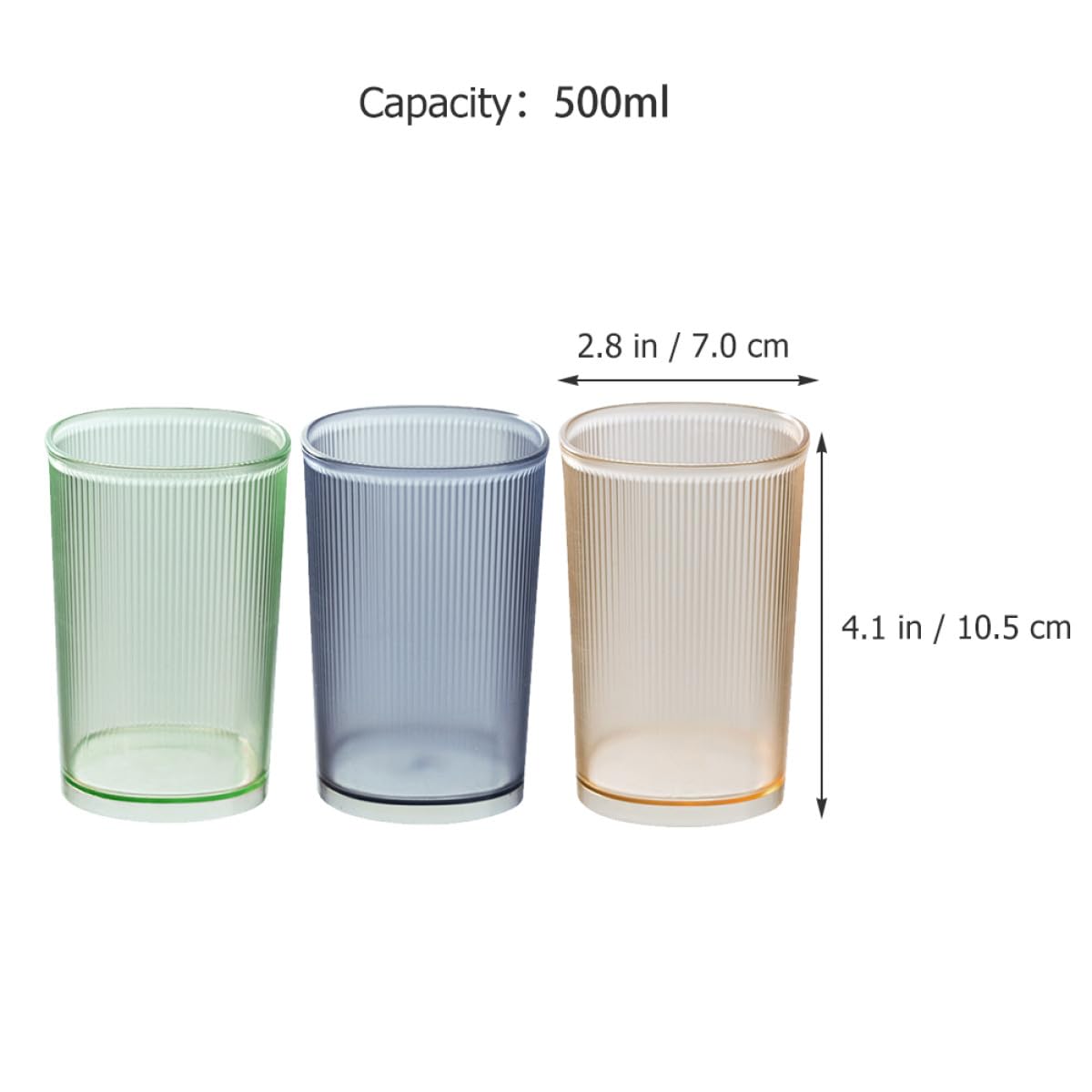 3 Piezas Vasos para Cepillos de Dientes y Enjuague Bucal de 500ml, Diseño Simple Acabado Mate, Material Pet Resistente y Apilable para Uso Hogar