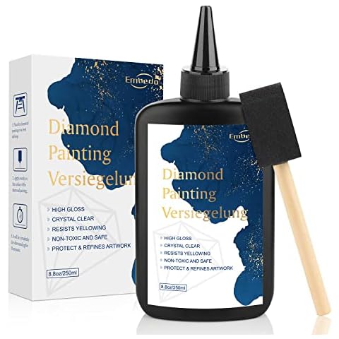 Diamond Painting Versiegelung, 250ml Diamond Painting Kleber Transparent, Waschbar Diamant Painting Zubehör Kleber Für Fixieren und Aufzuhängen Diamant Painting and Puzzle Cover
