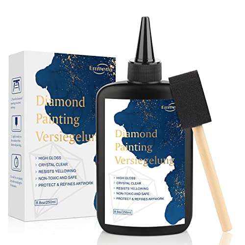 Diamond Painting Versiegelung, 250ml Diamond Painting Kleber Transparent, Waschbar Diamant Painting Zubehör Kleber Für Fixieren und Aufzuhängen Diamant Painting and Puzzle Cover