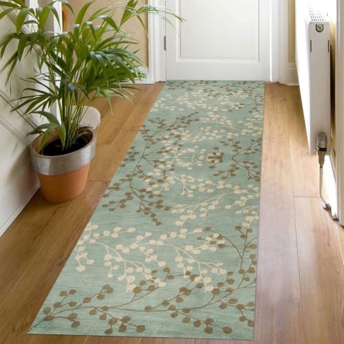 Tapis de cuisine devant évier moderne vert brun beige 50x250cm - 6