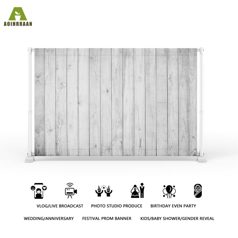 Aoihrraan 3x2m Gris Clair Bois Toile de Fond Rustique Vieille Planche de Bois Photographie Fond Artisanat Salle de Fête Papier Peint Baby Shower Anniversaire Gâteau Table Mariage Photo Props