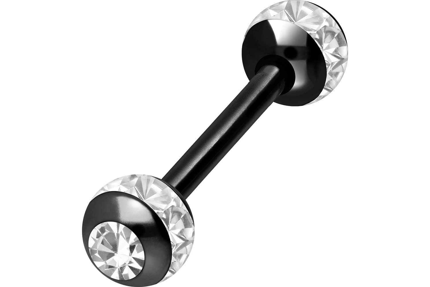 PIERCINGLINE Barra de acero quirúrgico | EPOXYRING bolas + cristales | Piercing varilla de pecho lengua | Color y tamaños a elegir