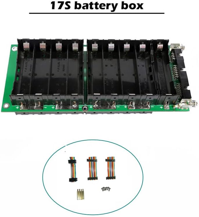 XBERSTAR 18650 Battery Holder 62V/72V Battery Box Balancer PCM 17s 45A BMS DIY Kit 18650 Battery Pack for Ebike Electric Car (62.9V Battery Holder)