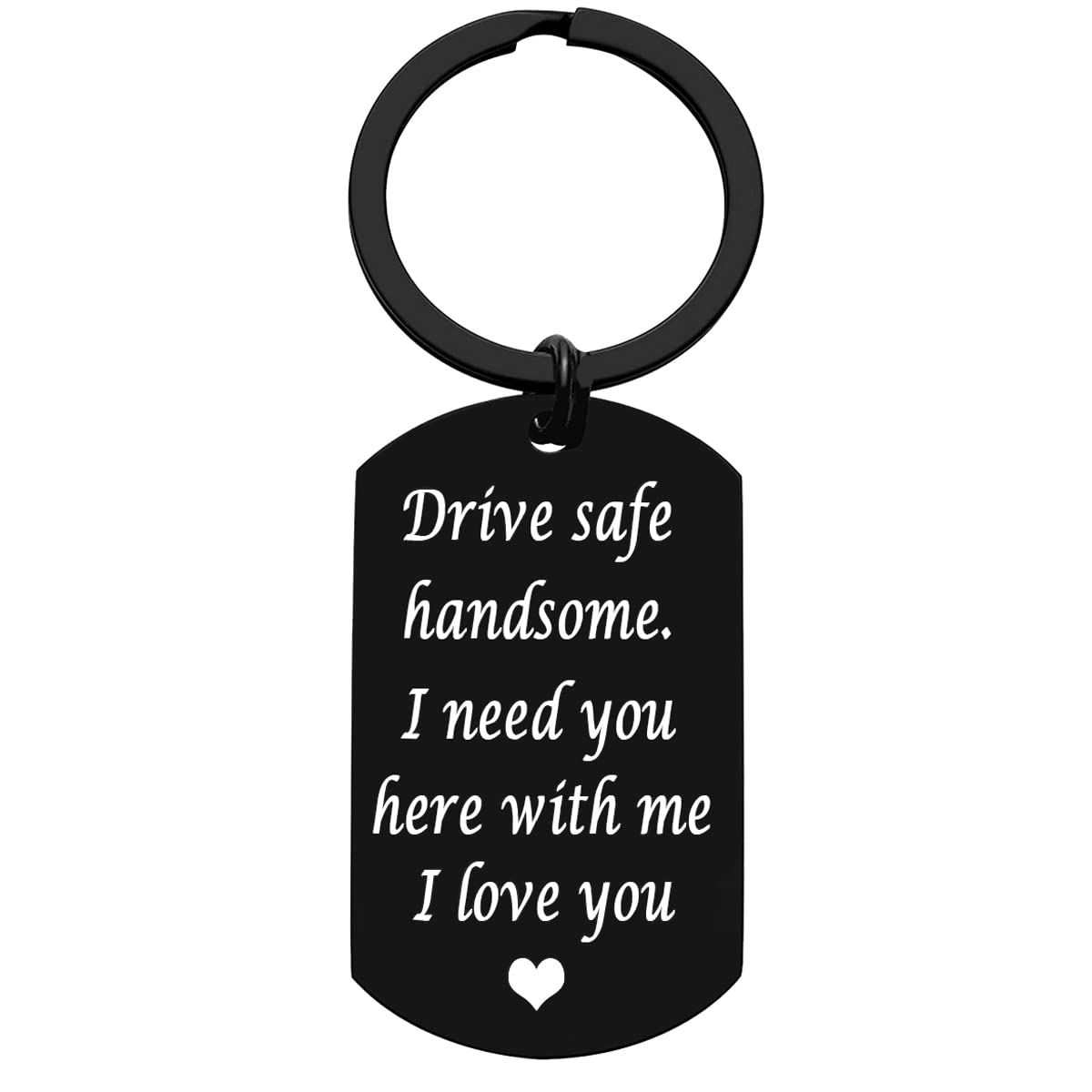 Portachiavi Drive Safe In Acciaio Inox Con Incisione Ti Amo - Regalo Per Marito, Fidanzato, Autista - 3