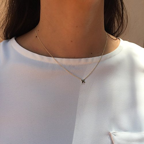 14K Gold Initial Necklace, Personalized Letter Necklace, Dainty Gold Chain With Small Initial, Handmade, Real Gold, Custom, Yellow Gold, White Gold, Zoe Lev Jewelry #TOP6