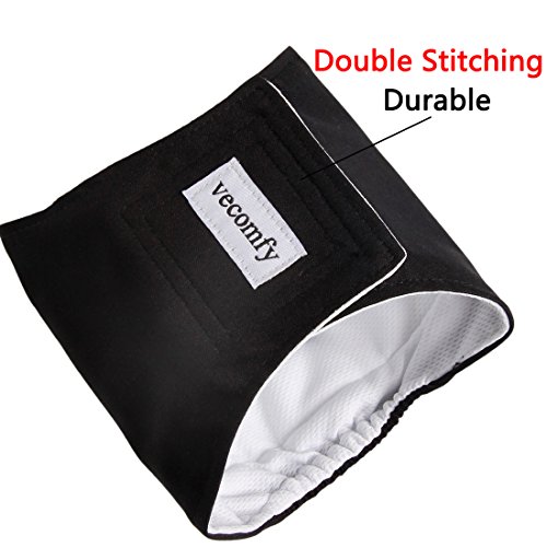 Vecomfy Belly Bands For Male Dogs 5 Pack,Premium Washable Reusable Small Dog Belly Wrap Leakproof Doggie Diapers,M #TOP7