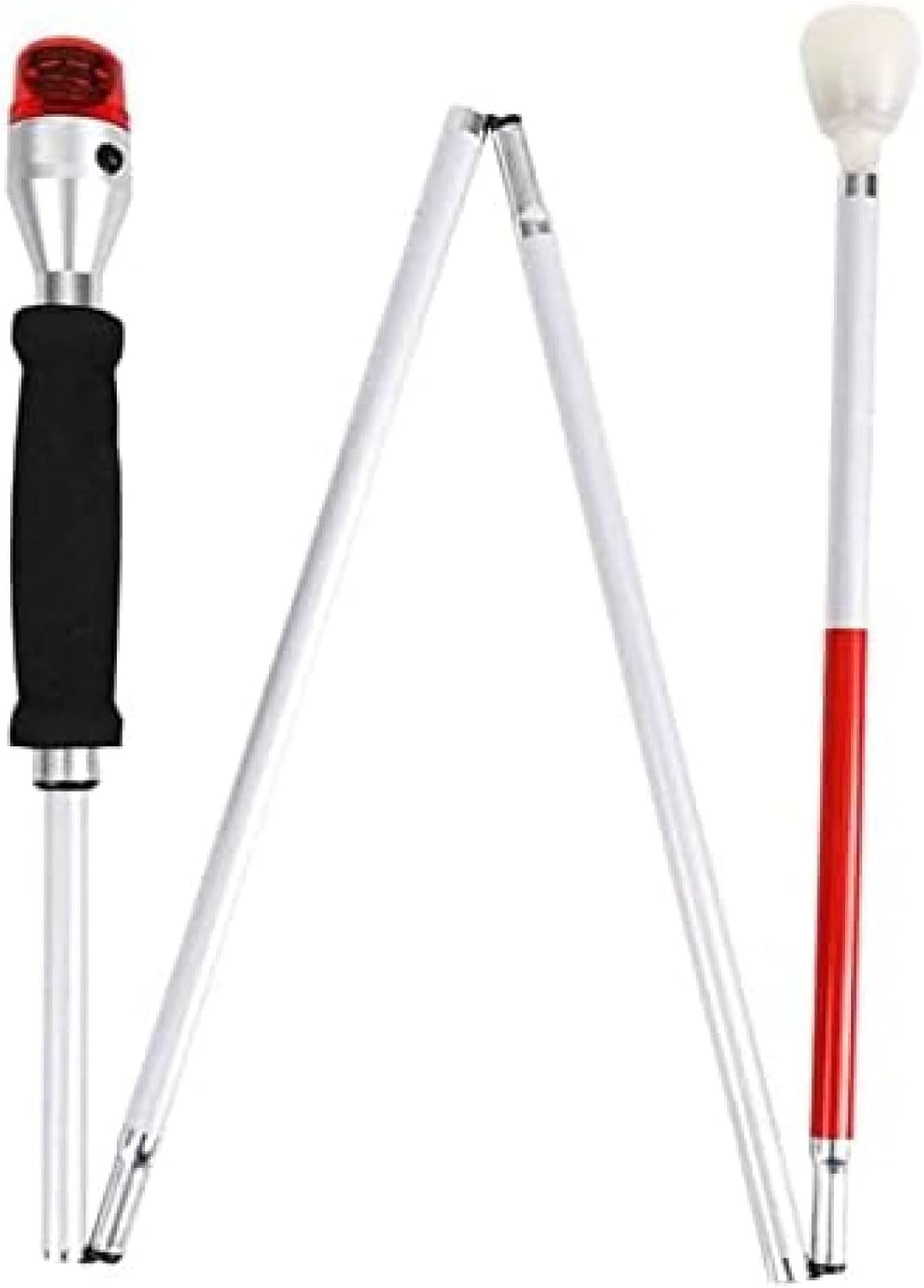 Smart Walking Cane, elektroniczna laska ślepa z diodami LED, składana laska dla osób niedowidzących, pomoce akustyczno-optyczne dla osób starszych