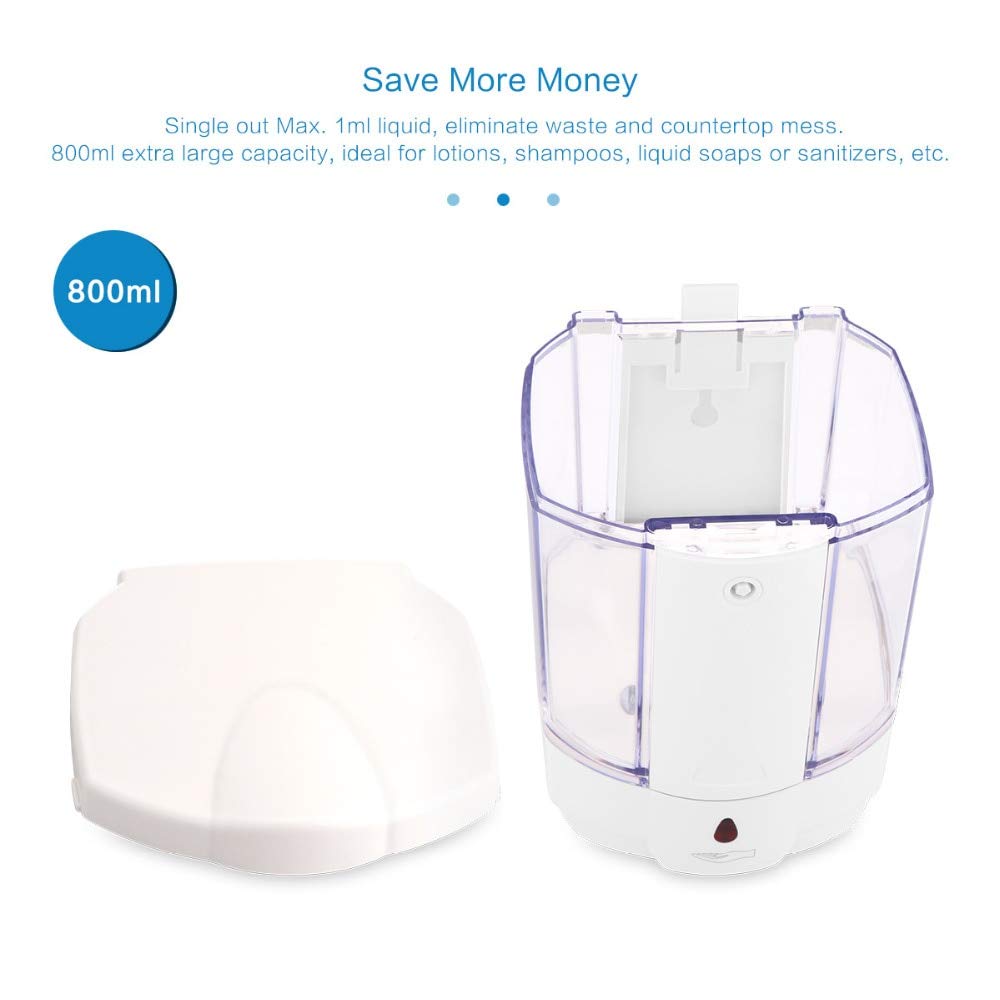 Distributeur de Savon Liquide activé par Le Mouvement IR Automatique 800 ML Mural Pompe de Lotion de Savon sans Contact Cuisine/hôtel hospitalier A