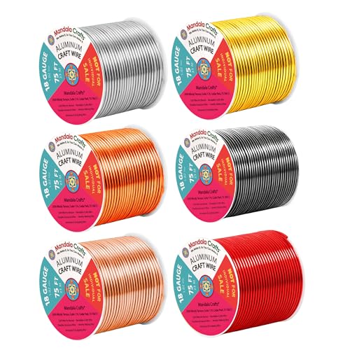 Image of Mandala Crafts 18 GA Gray Copper Red Assorted Anodized Aluminum Craft Wire | 450 FT, Colored, Flexible, Bendable for Bonsai Armature Sculpting Wire Wrapping Jewelry Making, Weather & Tarnish Resistant