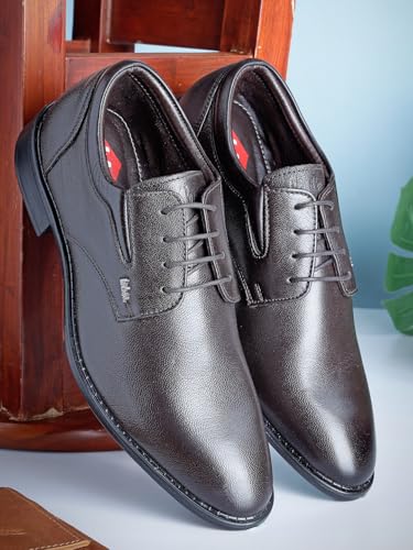 Image of Lee Cooper LC1473E2R Men's Leather Derby Formal Shoes | Lightweight, Comfortable & Stylish Lace-Ups for Office, Business