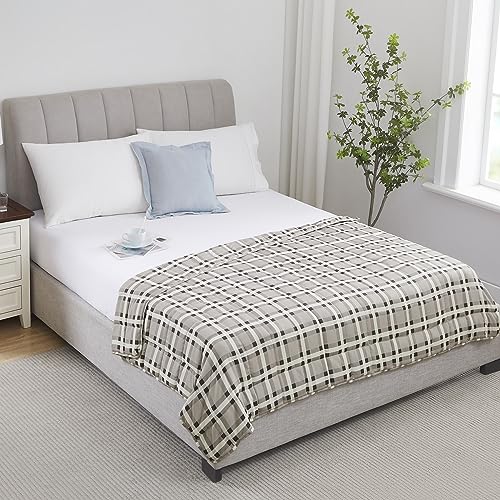 L'AGRATY Weighted Blanket - 60"x80" 20lbs Cooling Breathable Heavy Blanket Microfiber Material with Glass Beads for Adult All-Season Summer Fall Winter Soft Thick Comfort
