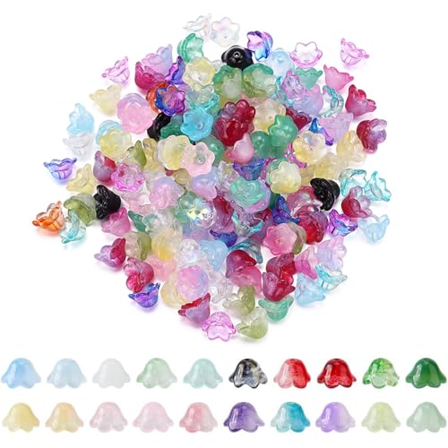 SIXHAOBU 200 Piezas Cuentas Flores Campana, Cuentas de Flores con Agujeros Forma...