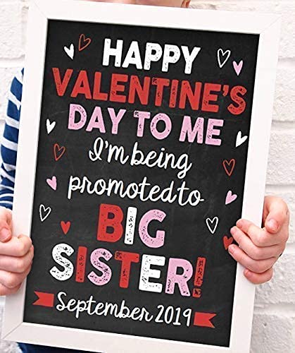 Valentine's Day Big Sister Pregnancy Announcement Paper Art Print | Pregnancy Announcement Sign | Baby Announcement Photo Prop | Big Sister Sign | New Baby Sign | Valentine's Sibling Announcement