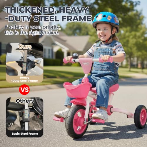 Image of JMMD 8-in-1 Foldable Toddler Tricycle for Ages 1-5, Portable Trike Stroller