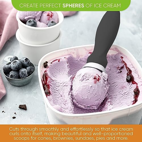 Image of Spring Chef Heavy Duty Metal Ice Cream Scoop with Soft Grip Handle, Gray