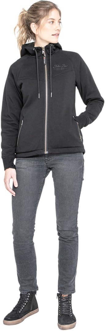 John Doe XTM 2.0 Damska bluza z kapturem na zamek błyskawiczny, czarny, XL