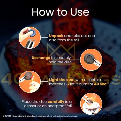 Image of Coal for Dhoop - Odourless Charcoal for Dhoop Lasts for More Than 45 Minutes - Charcoal Discs of 33 mm Size - (Pack of 5 Roll (50 DISC))