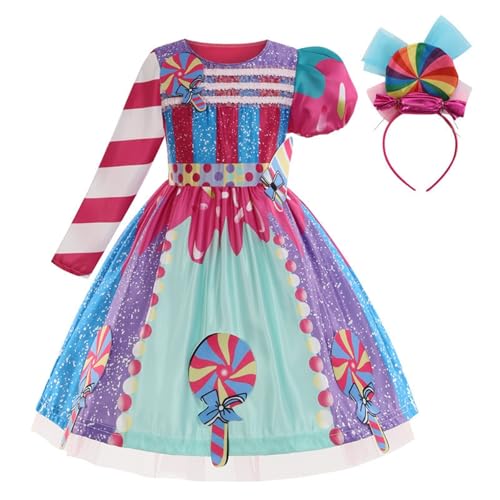 Rainbow Candy Tutu Dress for Girls 3 to 10Y Fancy 𝐂ostume with Headband for Birthday Pa𝗿𝘁y Dress Up Tennis Dress