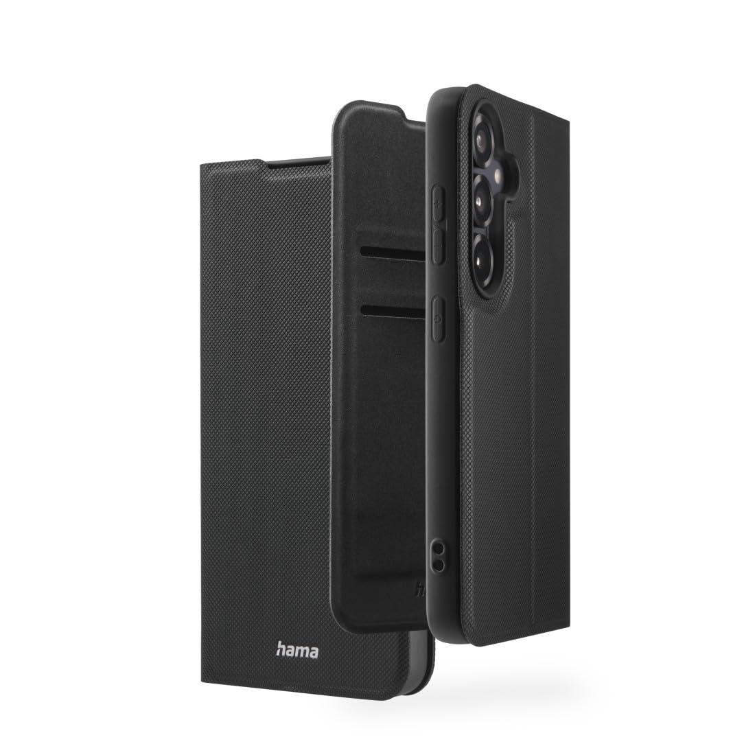 Hama Mobile Phone Case for Samsung Galaxy S25 (Mobile Phone Case, with Card Slot, Stand Function, Extra Protection of Display and Camera, Magnet, Flip, Soft) Black