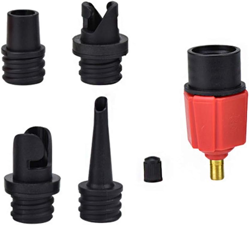 Car Compressor to Inflatable Pump Valve Adapter, 4 Nozzle Adapter for Air Mattress, Swimming Ring/Pool, Inflatable Bed/Sofa, Boat, Kayak, SUP, Black, Portable