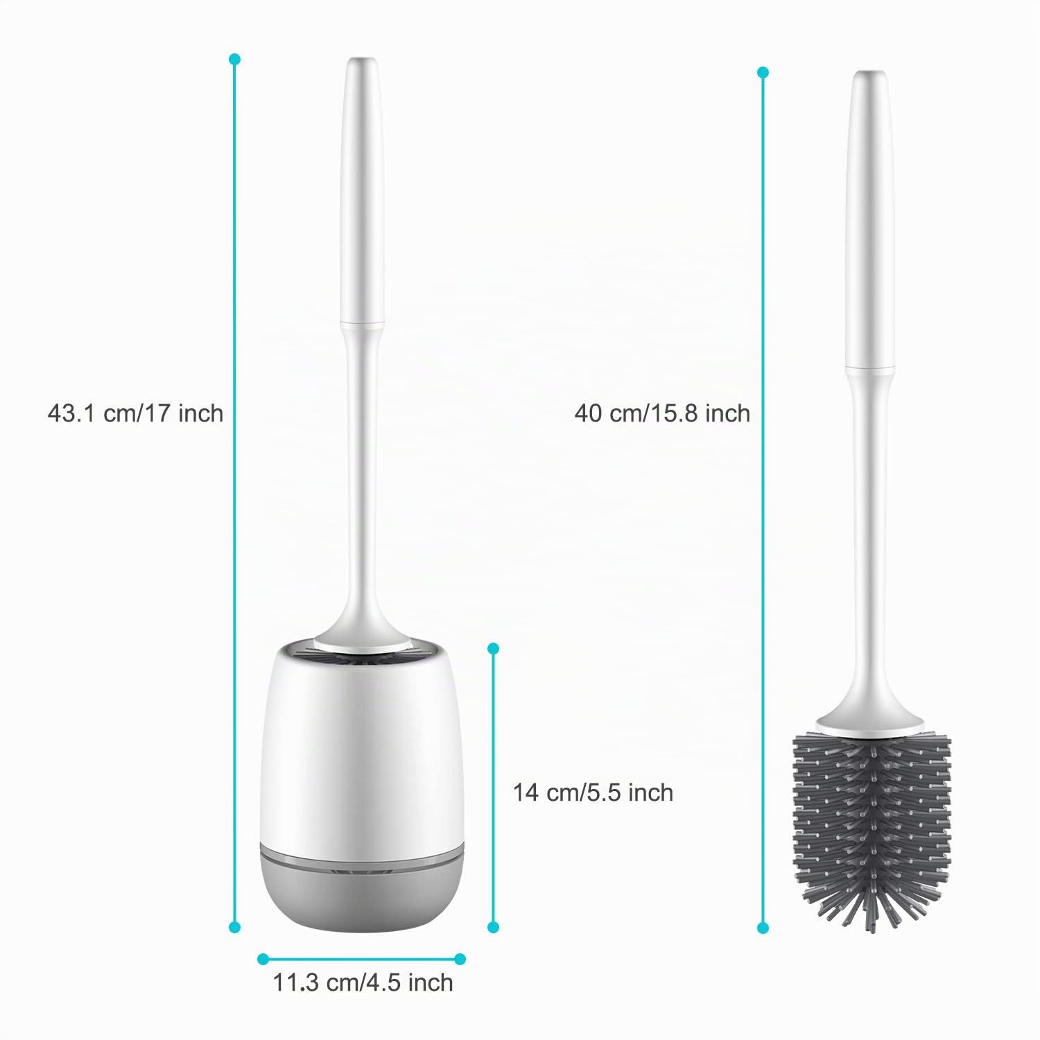 Brosse WC, Brosse de Toilette en Silicone, EWEIMA Balayette WC en Silicone Antibactérienne à Séchage Rapide, Brosse Toilettes à Manche Long, Montage Mural/au Sol