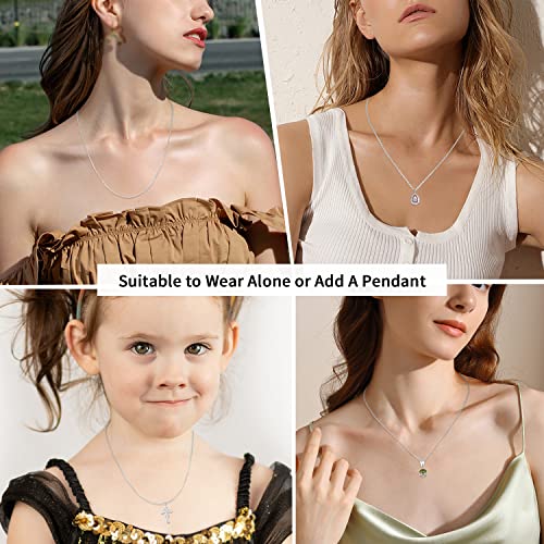 Jewlpire Solid 925 Sterling Silver Chain Necklace For Women Girls, Super Sturdy & Shiny 1.2Mm Cable Chain Necklace, 14 Inches #TOP4