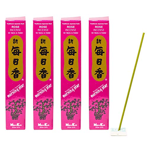 4X Räucherstäbchen Morning Star, Nippon Kodo Verschiedene Düfte | Japan | Insgesamt 200 Sticks (Rose)